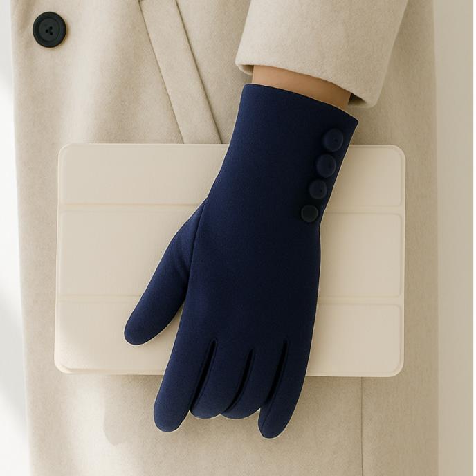 Isotoner® Ladies Thermal SmarTouch™ Glove With Button Detail Navy